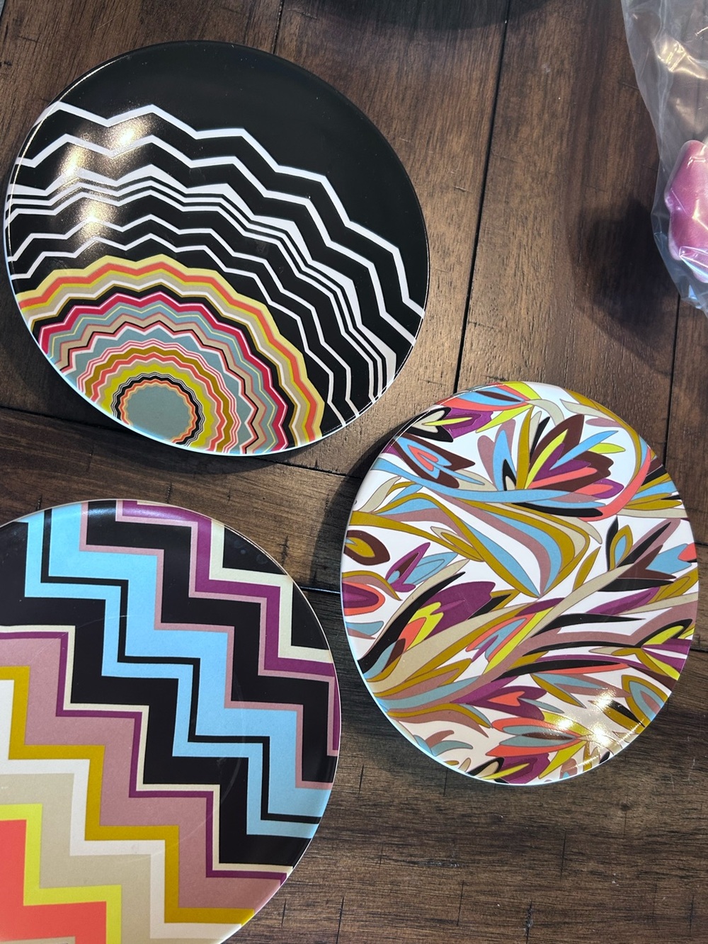 Missoni Colorful Geometric Glazed Stoneware Plates - set of 3, 4” plates